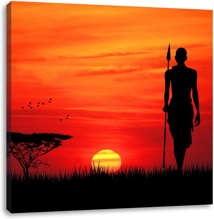 Roter Sonnenuntergang in Afrika, Format: 70x70 auf Leinwand, 70x70