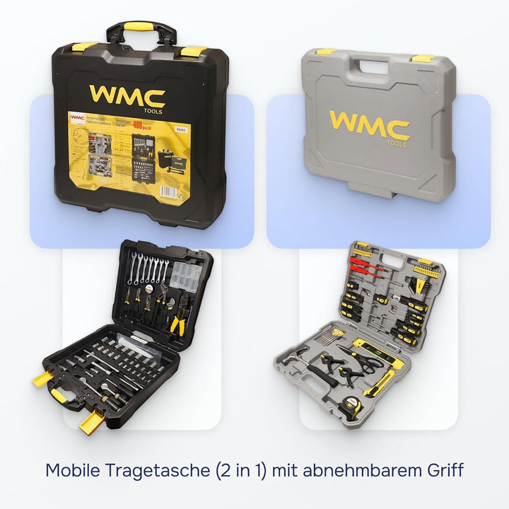 Werkzeugkoffer gefüllt profi, Meister werkzeugkoffer, Werkzeugkasten gefüllt, 400-teilig, Robust und