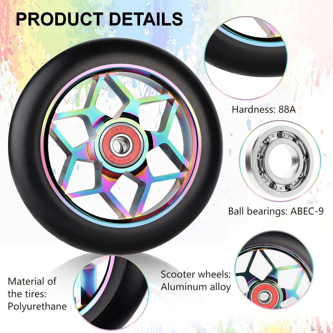 DBREAKS Stunt Scooter Rollen, 2 Stück Scooter Ersatzräder, 110mm Scooter Räder mit ABEC, 9 Kugellage