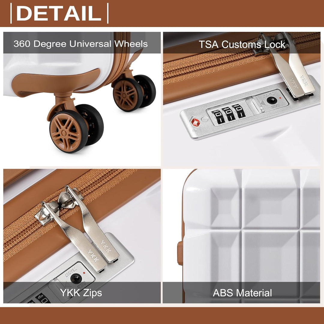 KONO Handgepäck Koffer Trolley Handgepäck 54cm Zwillingsrollen ABS Hartschalenkoffer Reisekoffer mit