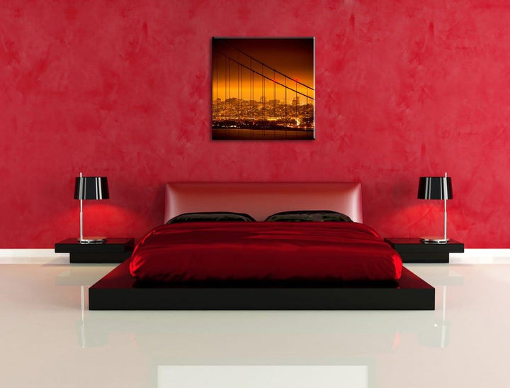 San Francisco Skyline, Format: 70x70 auf Leinwand, XXL riesige Bilder fertig gerahmt mit Keilrahmen,