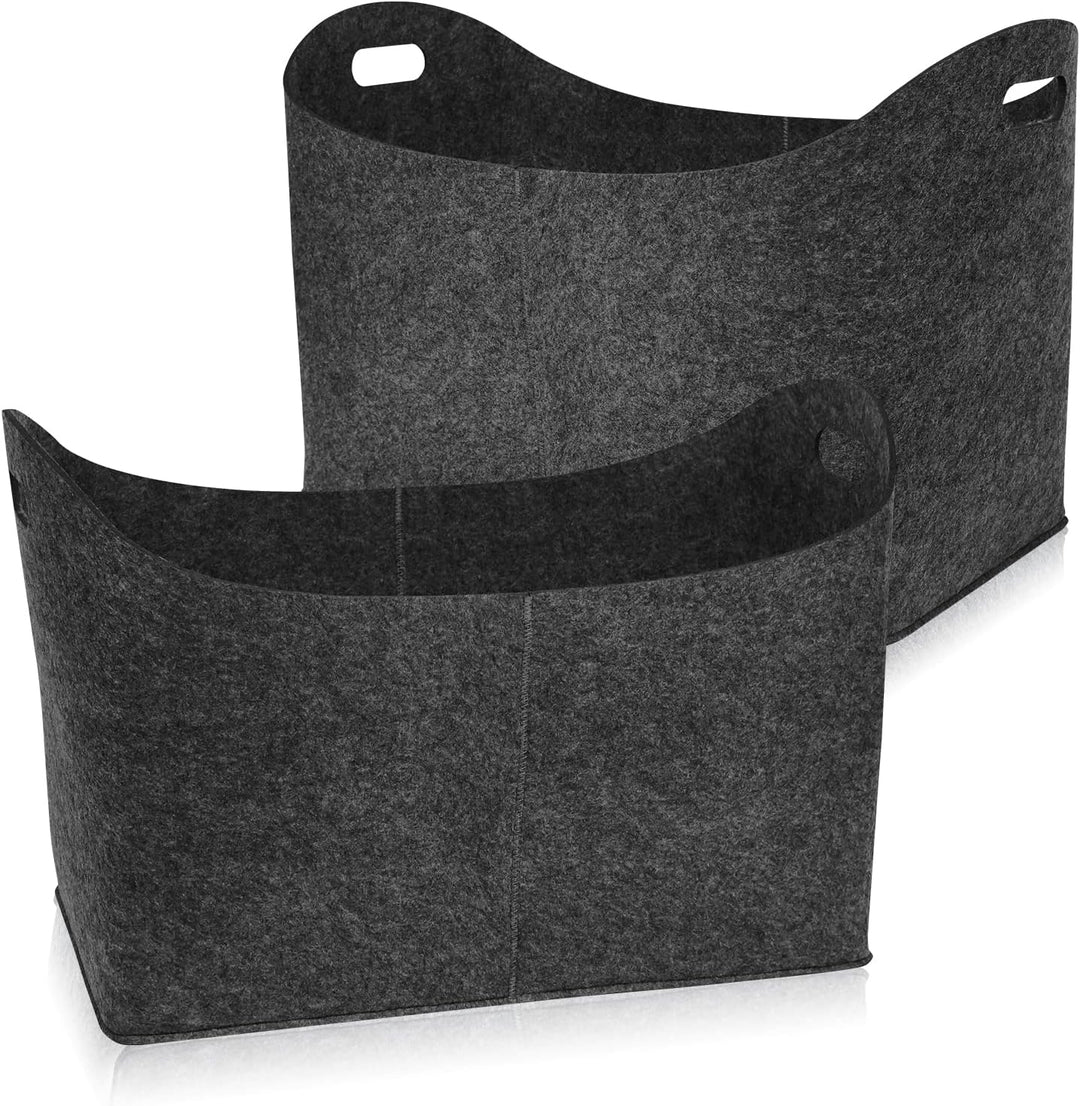 UISEBRT 2 Stück Kaminholztasche aus Filz Holzkorb XL Kaminholzkorb Holztasche mit verstärkten Griffe