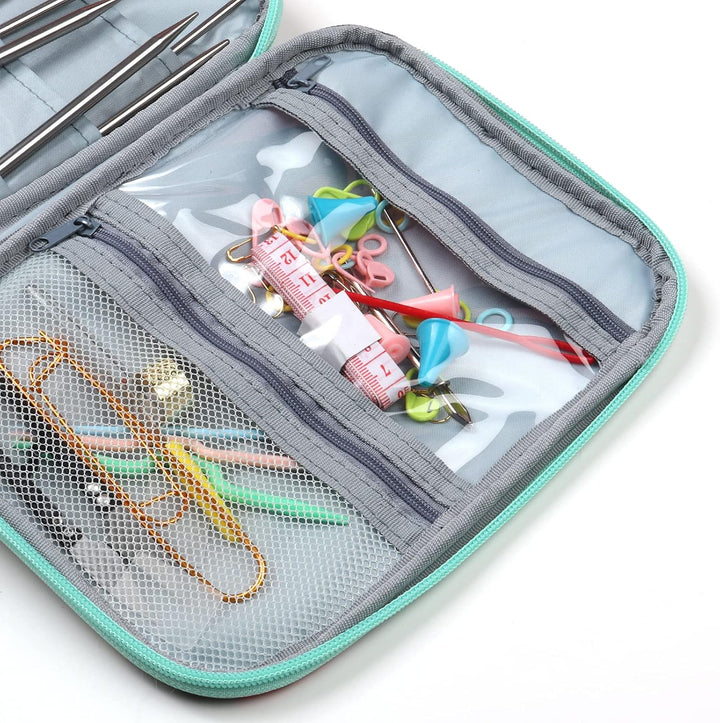 Coopay Edelstahl Rundstricknadel Set mit Etui, 9 Stück Rundstricknadeln 80cm mit Nadellehre und Häke