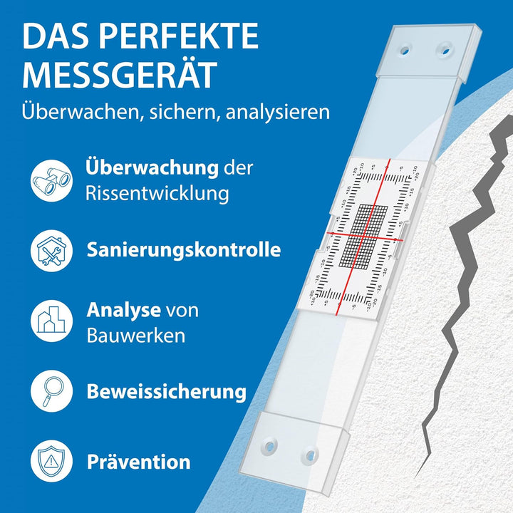 Sachverständigen-Zubehör Set Rissmonitor | Gutachter Ausrüstung | Wandschlitzmesser | Spaltmass Riss