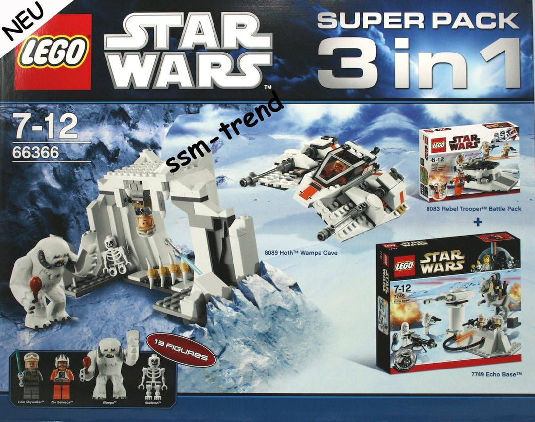 LEGO Star Wars 66366 Superpack 8089 Hoth Wampa Cave und 8083 Rebel Trooper und 7749 Echo Base