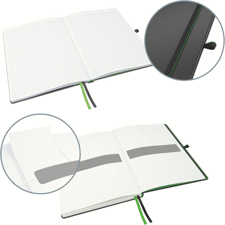 Leitz Complete Qualitäts-Notizbuch A4 kariert, 160 Seiten, 80 Blatt, Hardcover mit hochwertigem Einb