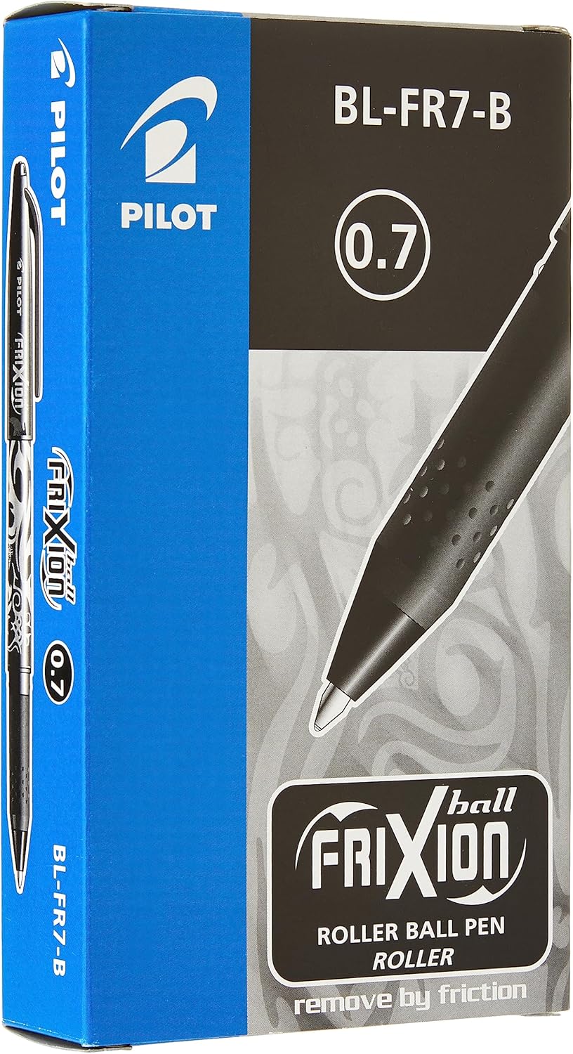Pilot Frixion Tintenroller (radierbar) 12 Stück schwarz schwarz 1 stück (12er Pack) 0,7 mm, schwarz