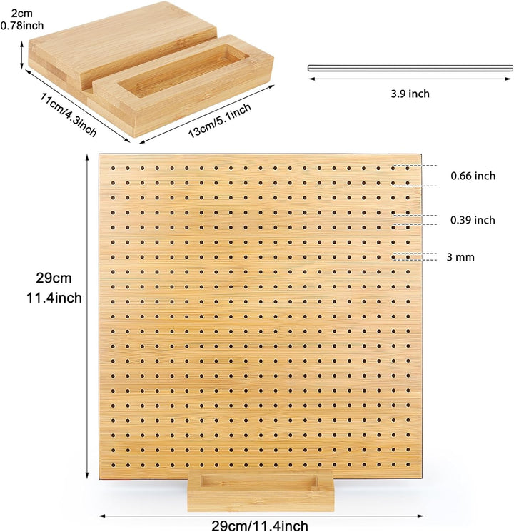 Coopay Granny Square Spanner, 29 x 29 cm Bambus Blocking Board mit Aussparung Kanal für 30 Stabstift