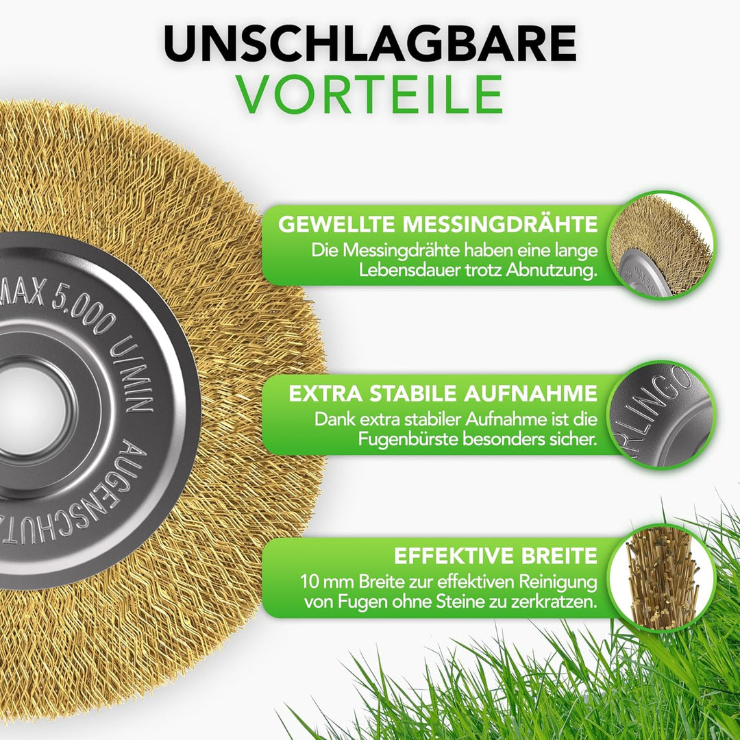 GARLINGO Fugenbürste 4er Set | Kompatibel mit Gloria Multibrush und Anderen Drahtbürsten | 10 mm Bre