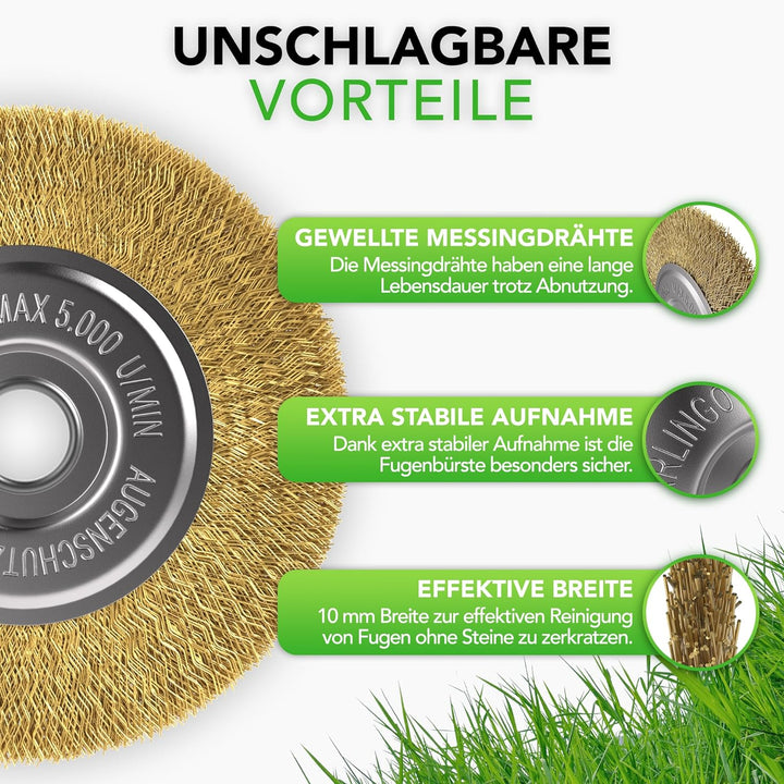 GARLINGO Fugenbürste 4er Set | Kompatibel mit Gloria Multibrush und Anderen Drahtbürsten | 10 mm Bre