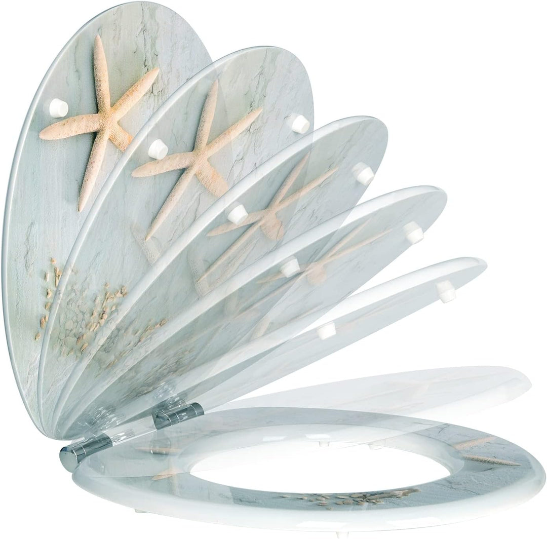 WOLTU #2 Premium WC-Sitz Toilettensitz mit Absenkautomatik, MDF Holzkern, Softclose Scharnier, Antib