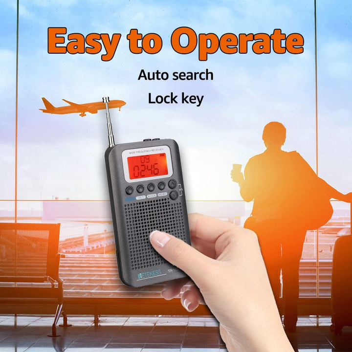 Retekess TR105 Airband Radio,Tragbares Flugzeug-Bandradio,FM AM SW CB AIR VHF Digitales Tuning-Radio