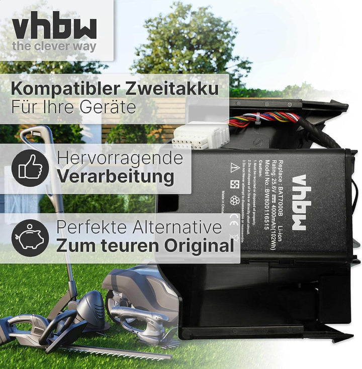 vhbw Akku kompatibel mit Robomow Premium RC302, RC304, RC304u, RC306, RC308, RC308u, RC312, RC312u R