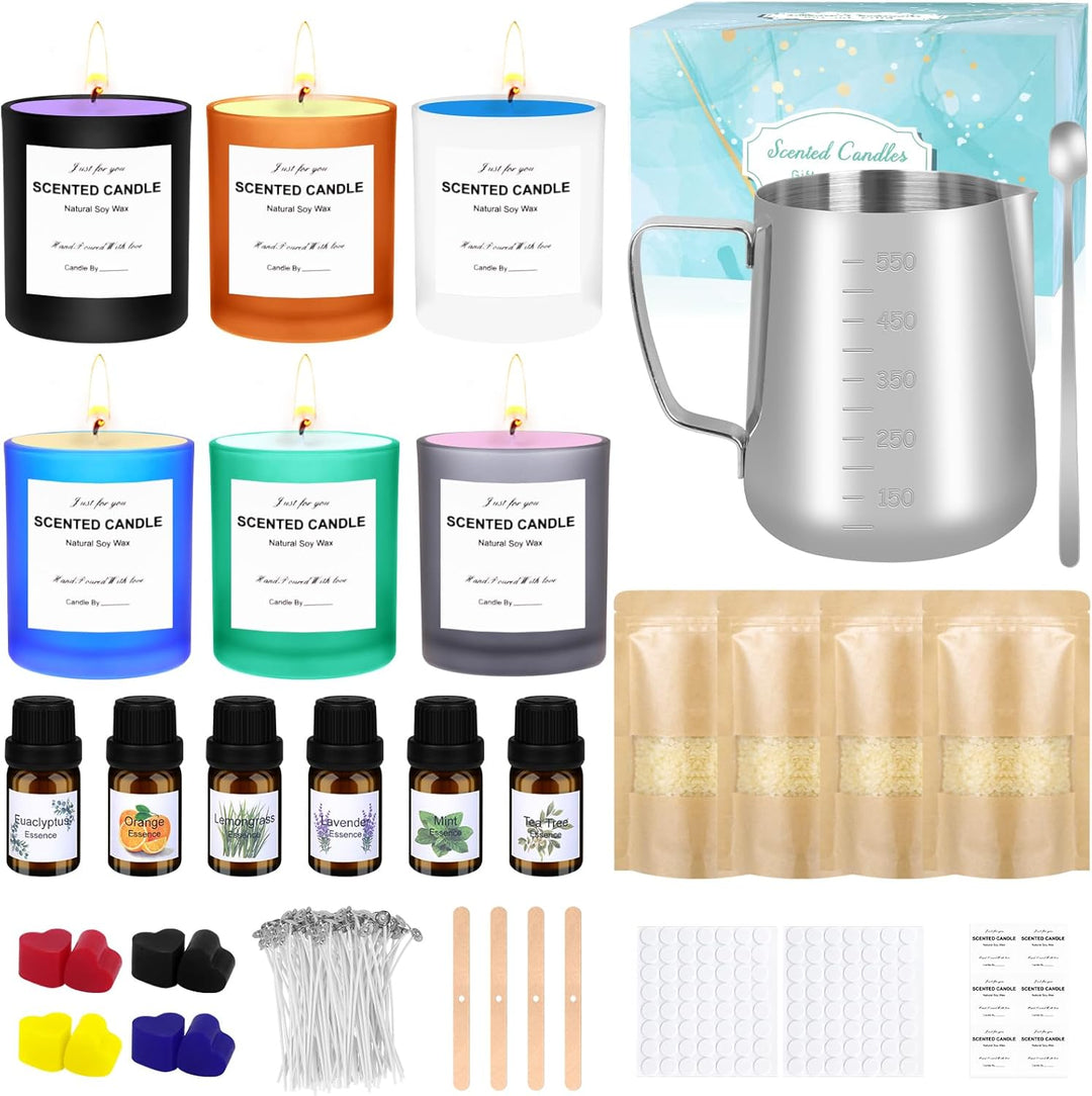 Kerzen Selber Machen Set,236 Pcs DIY Kerzenherstellung Kit,Duftkerze Geschenke Set mit 6 Glas,500g B