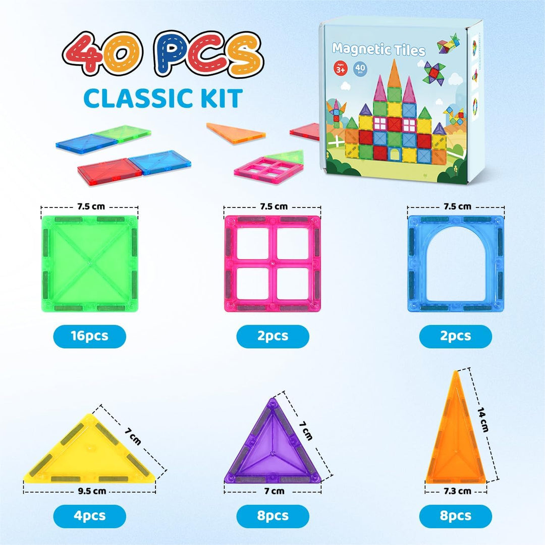 Crenova Magnetische Bausteine STEM Magnet Spielzeug Kinder 3D Farbenfrohe Starterset Magnetbausteine