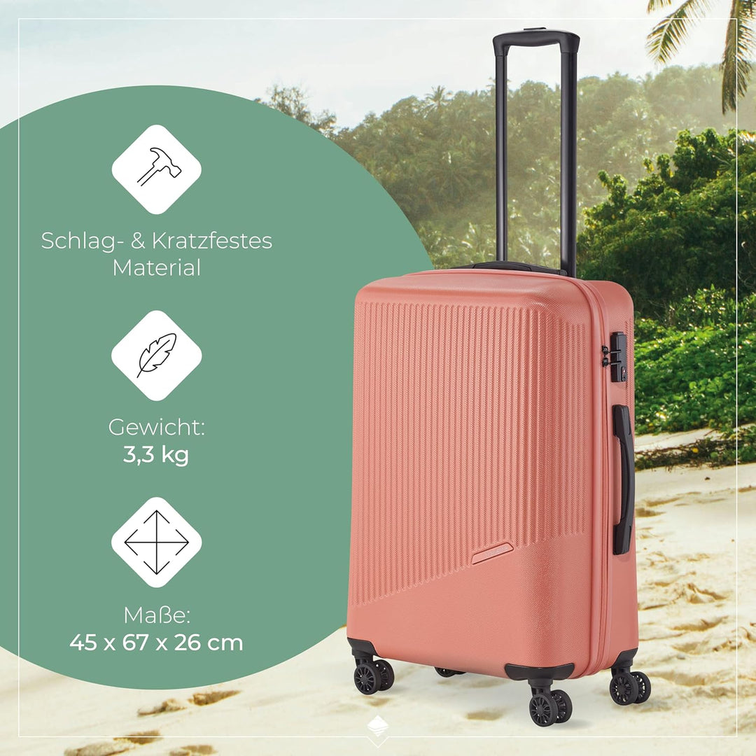 travelite 4-Rad Hartschalenkoffer mittelgross 65 Liter, Gepäck Serie BALI: ABS Hartschalen Trolley m