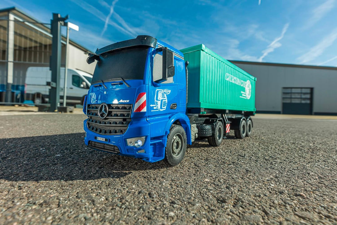 Carson 500907671 1:20 MB Arocs mit Container 100% RTR - Ferngesteuertes Fahrzeug, LKW mit Licht- und