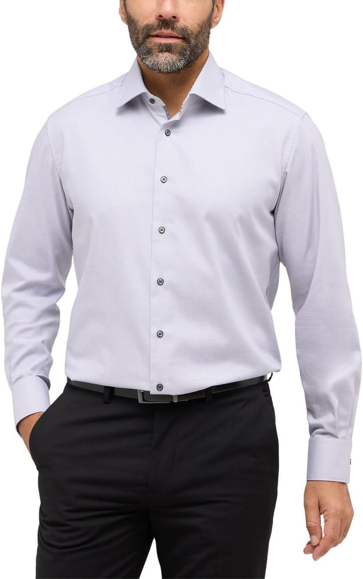 ETERNA Herren Hemd Comfort Fit Langarm Kent 42 Kragen / 67 Ärmel Grau, 42 Kragen / 67 Ärmel Gra