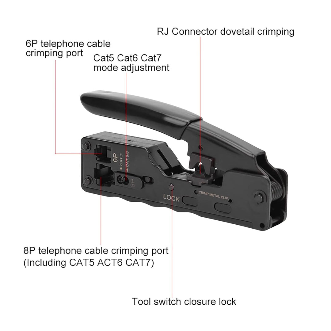8P 6P RJ45 RJ12/11 Netzwerkkabelzange RJ-Stecker Multifunktions-Crimpzange für Verdrahtungsrahmen, M