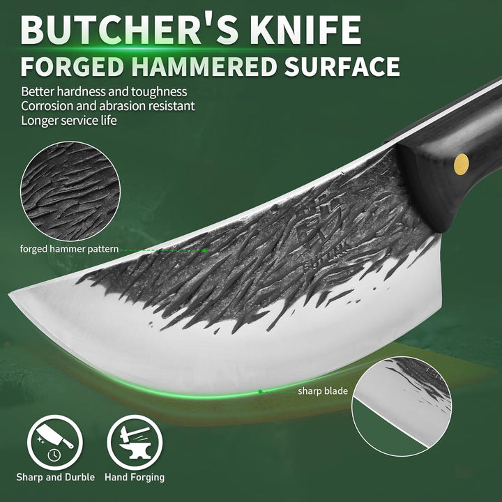 FULLHI Multi-color Holzgriff Full Tang Heavy Meat Cleaver mit Scheide, High Carbon Steel Chef Fleisc