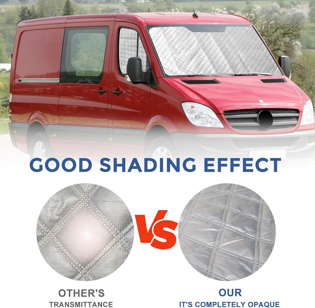 Thermomatte Fahrerhaus Innen für Mercedes Sprinter 2006-2019, 3 Stk Wasserdicht UV-Proof Sonnenschut