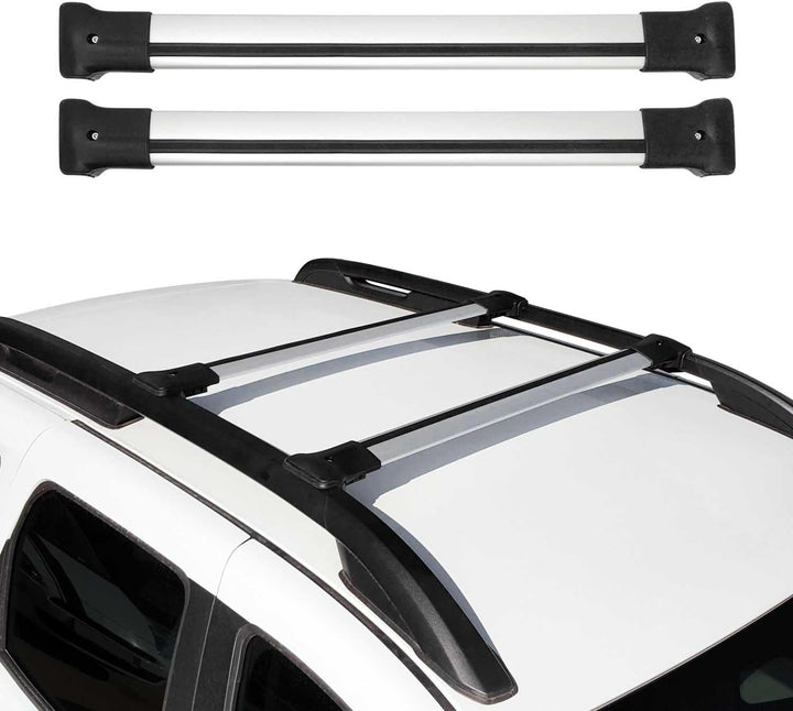 Dachträger Gepäckträger kompatibel mit Dacia Duster 2013-2018 Grau Alu Silber, Silber