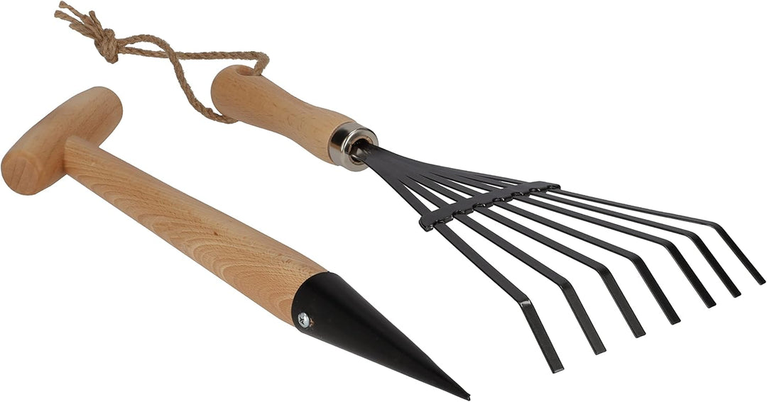 KOTARBAU® Mini Gartenwerkzeug Satz 5tlg. Kleinwerkzugsatz mit Metallkopf Gartenwerkzeug mit Holzgrif
