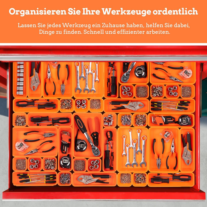 45 Stück Werkzeugkoffer Leer Organizer Sortierbox, Werkzeugaufbewahrung Schubladen Ordnungssystem We