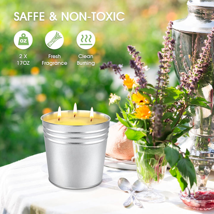 Citronella Kerze Outdoor Gross, 2 x 15oz Outdoor Kerzen Natürliche Sojawachs Zitronella Kerze Garten