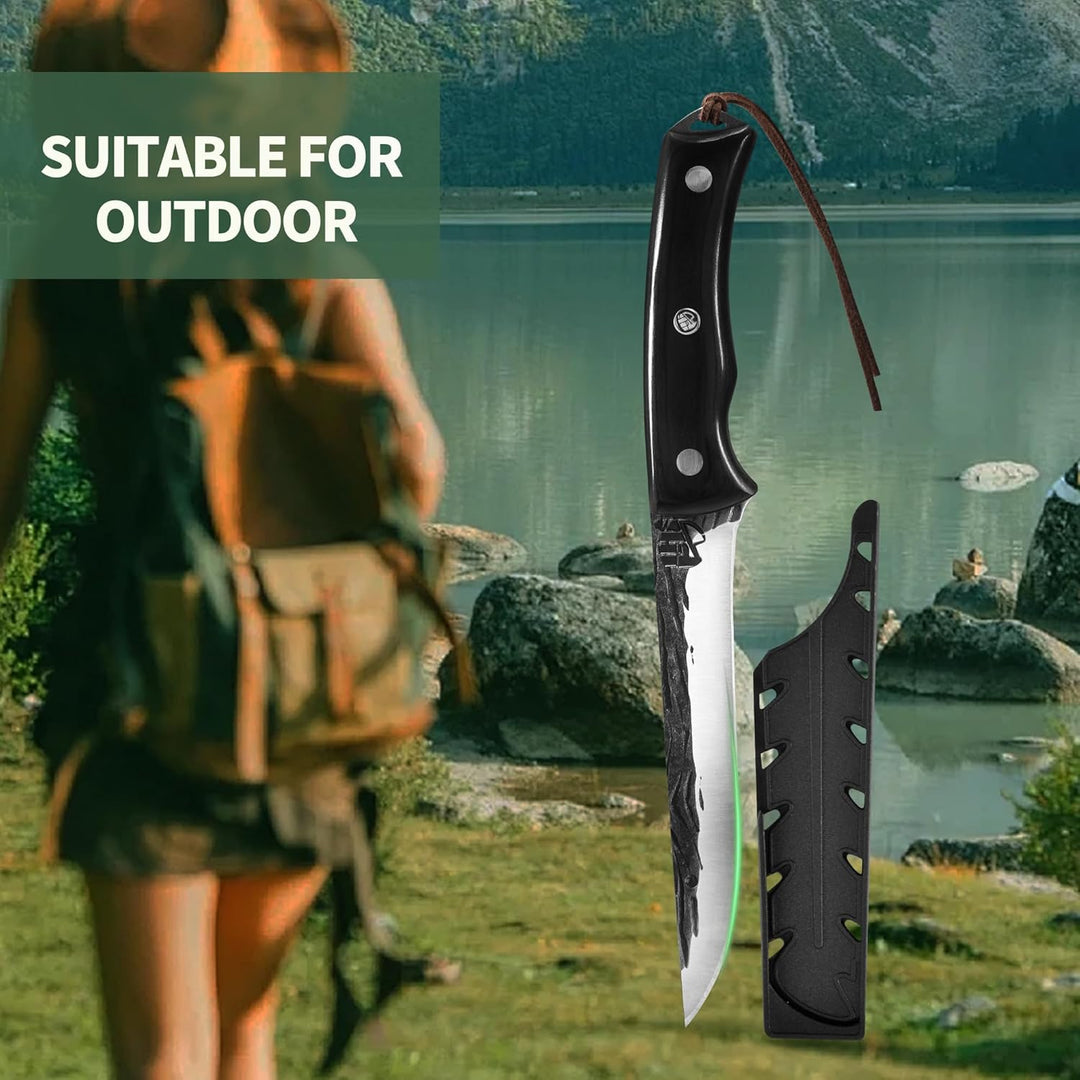 FULLHI Ausbeinmesser, Multi-Farben Griff Full Tang Küchenmesser, High Carbon Steel Carving Fishing D