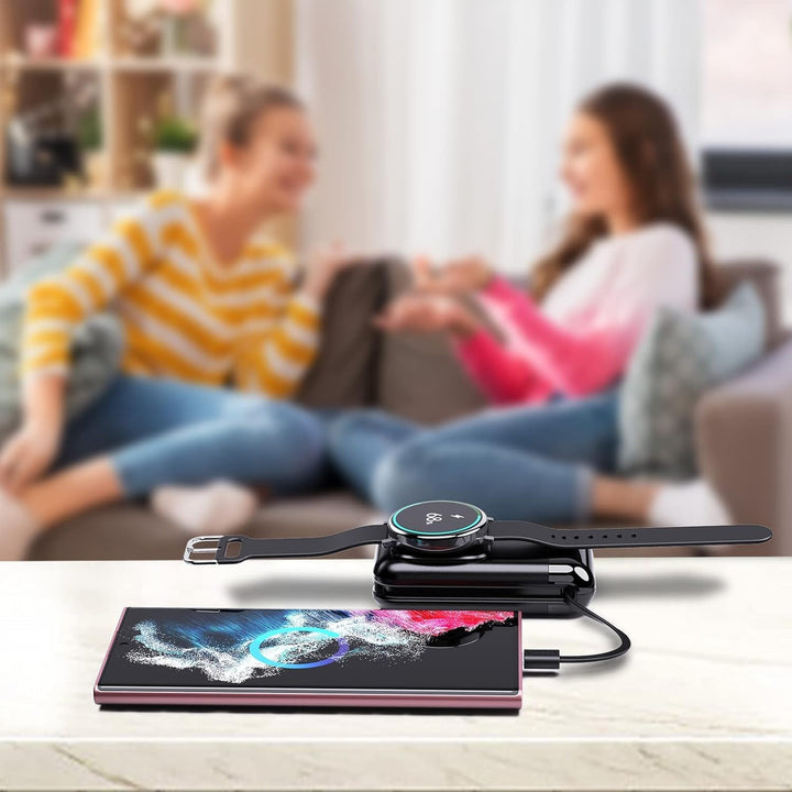 leChivée Induktive Ladestation für Samsung Watch, 6000mAh Power Bank Magnetische Ladegerät Tragbares