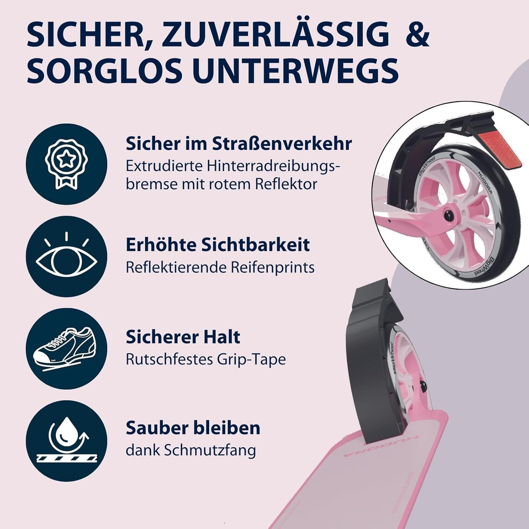 HUDORA BigWheel® 180 Advanced Junior - Hochwertiger & sicherer Kinder Roller ab 3 Jahre - Zusammenkl