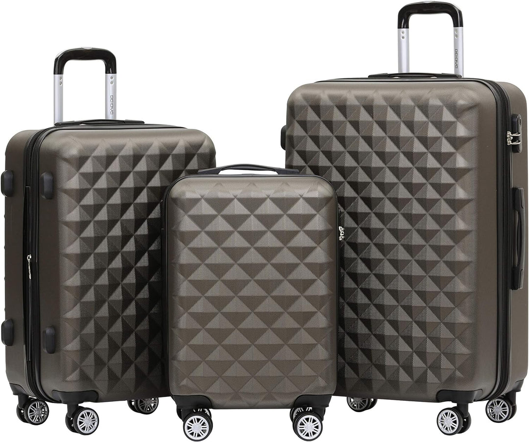 BEIBYE Zwillingsrollen 2066 Hartschale Trolley Koffer Reisekoffer Gepäck M-L-XL-Set (Coffee, Set) Co
