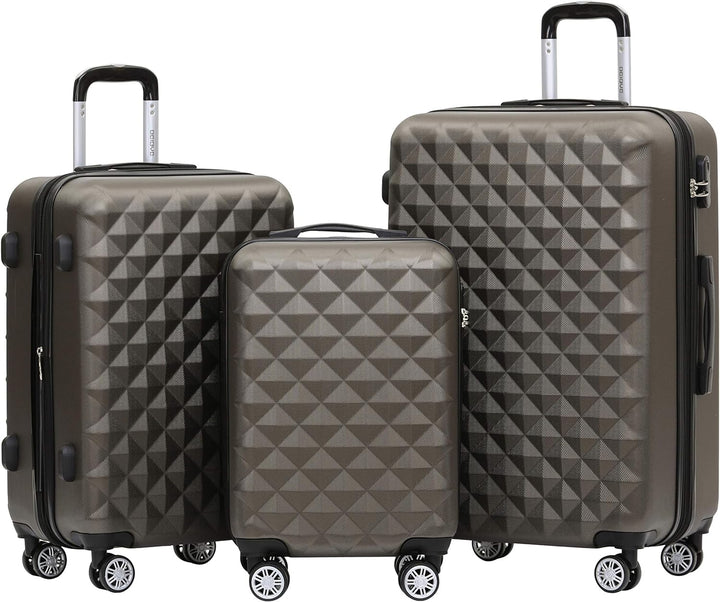 BEIBYE Zwillingsrollen 2066 Hartschale Trolley Koffer Reisekoffer Gepäck M-L-XL-Set (Coffee, Set) Co