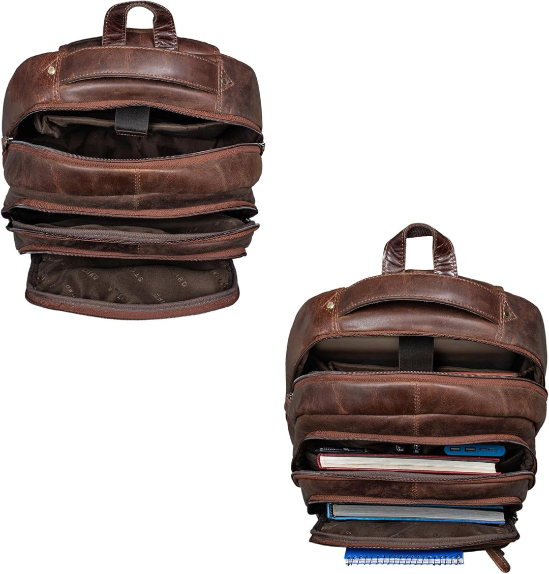 STILORD 'Keno' Leder Rucksack mit Laptopfach 15,6 Zoll Business Rucksack Herren und Damen Bürorucksa