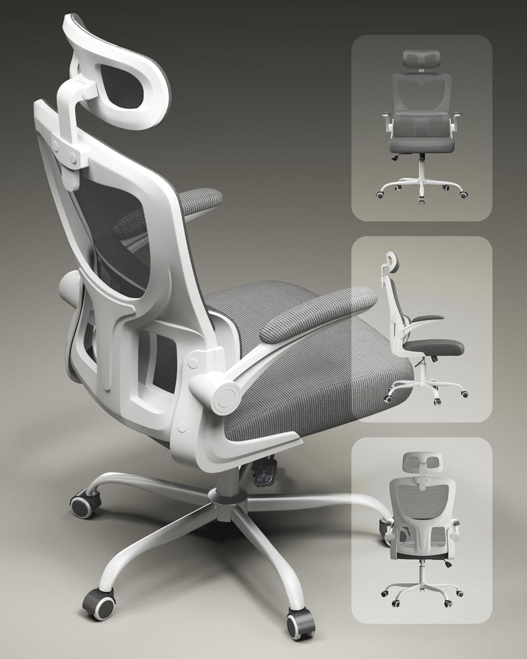 WOLTU Bürostuhl ergonomisch, Schreibtischstuhl Netzstoff, Drehstuhl höhenverstellbar, Schaukelfunkti