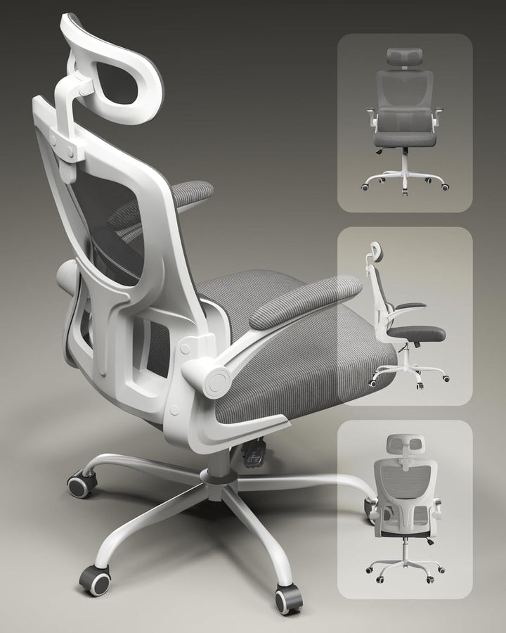 WOLTU Bürostuhl ergonomisch, Schreibtischstuhl Netzstoff, Drehstuhl höhenverstellbar, Schaukelfunkti