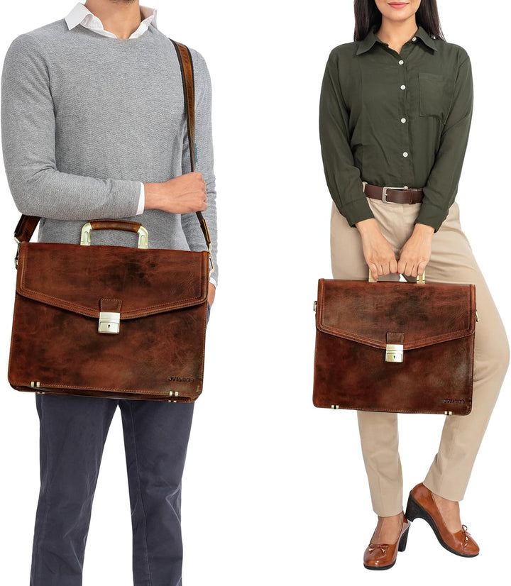 STILORD 'Lazarus' Aktentasche Leder Gross Herren Damen Businesstasche 15,6 Zoll Laptoptasche Umhänge