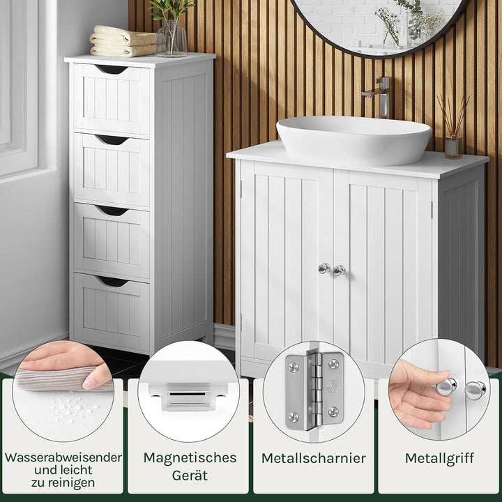 WOLTU Waschbeckenunterschrank, Unterschrank Waschbecken, Waschtischunterschrank, Badunterschrank, We