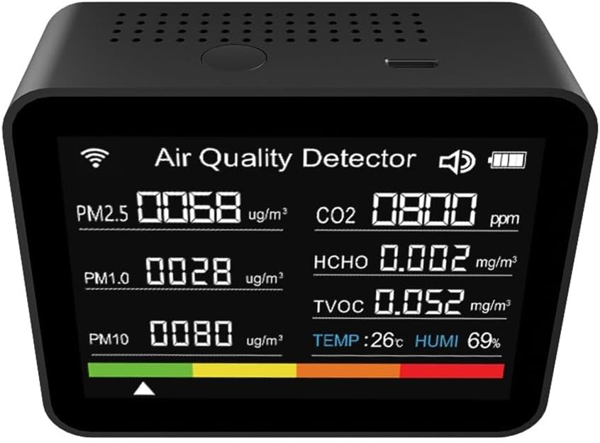 13 In 1 Luftqualität Monitor CO2 Meter Temperatur & Luftfeuchtigkeit Tester TVOC PM2.5 Schwarz, Schw