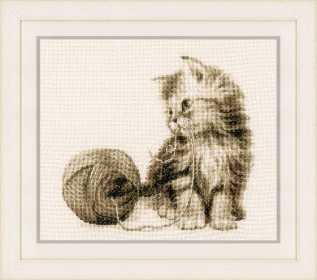 Vervaco Zählmusterpackung Katze Aida Kreuzstichpackung, Weiss, 29 x 26 x 0,3 cm