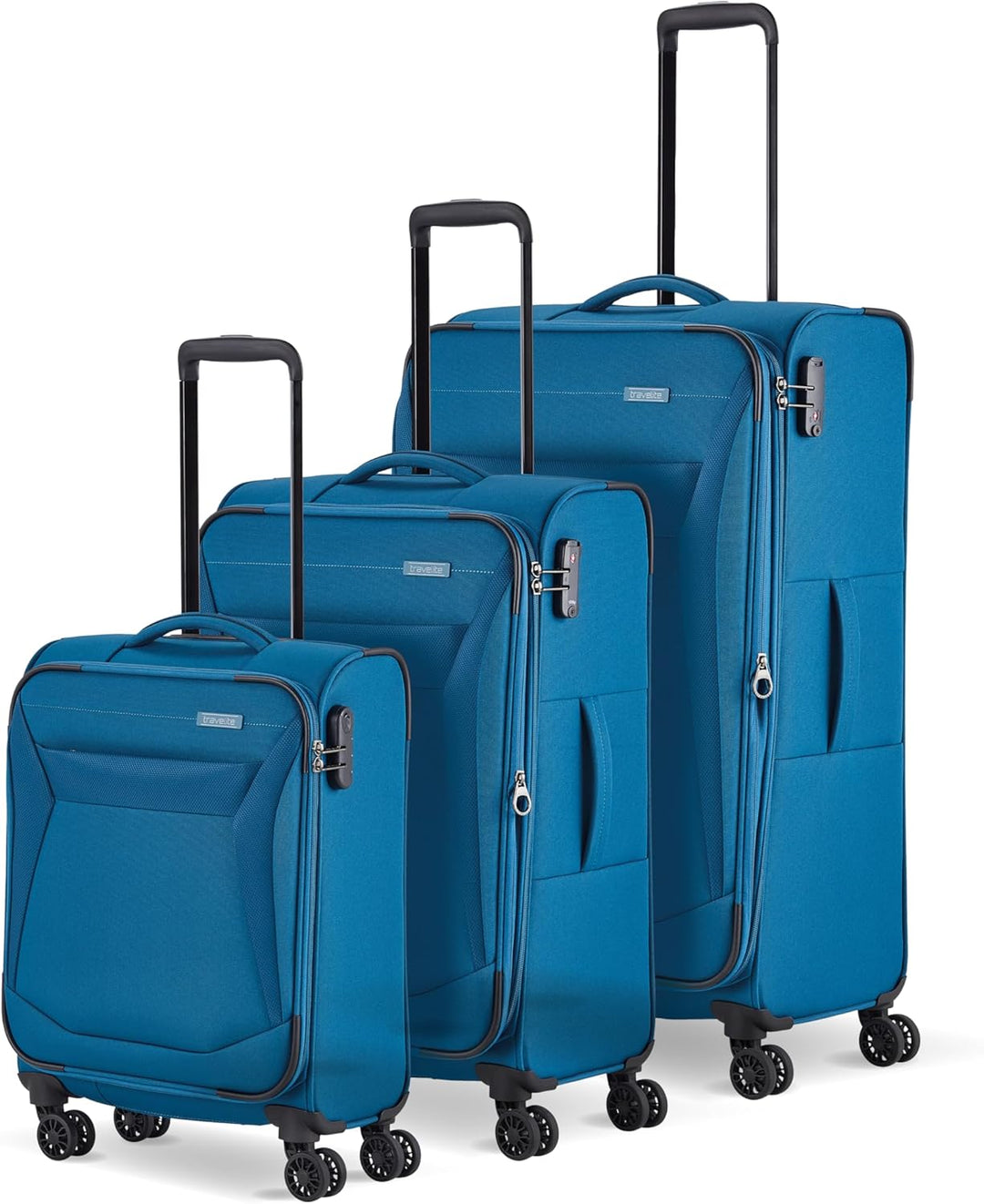 travelite 4-Rad Koffer Set Weichschale, Grössen L/M/S, Serie CHIOS Trolley Set in zeitloser Optik, H