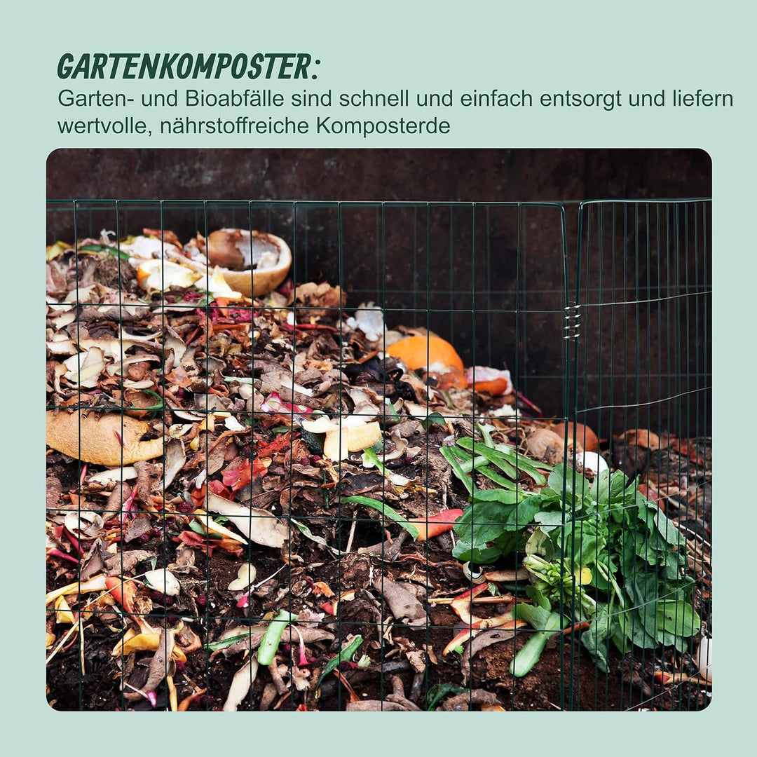 Relaxdays Komposter Metall, Bodengitter und Füsse, HxBxT: 68 x 46 x 46 cm, für Gartenabfall, Kompost