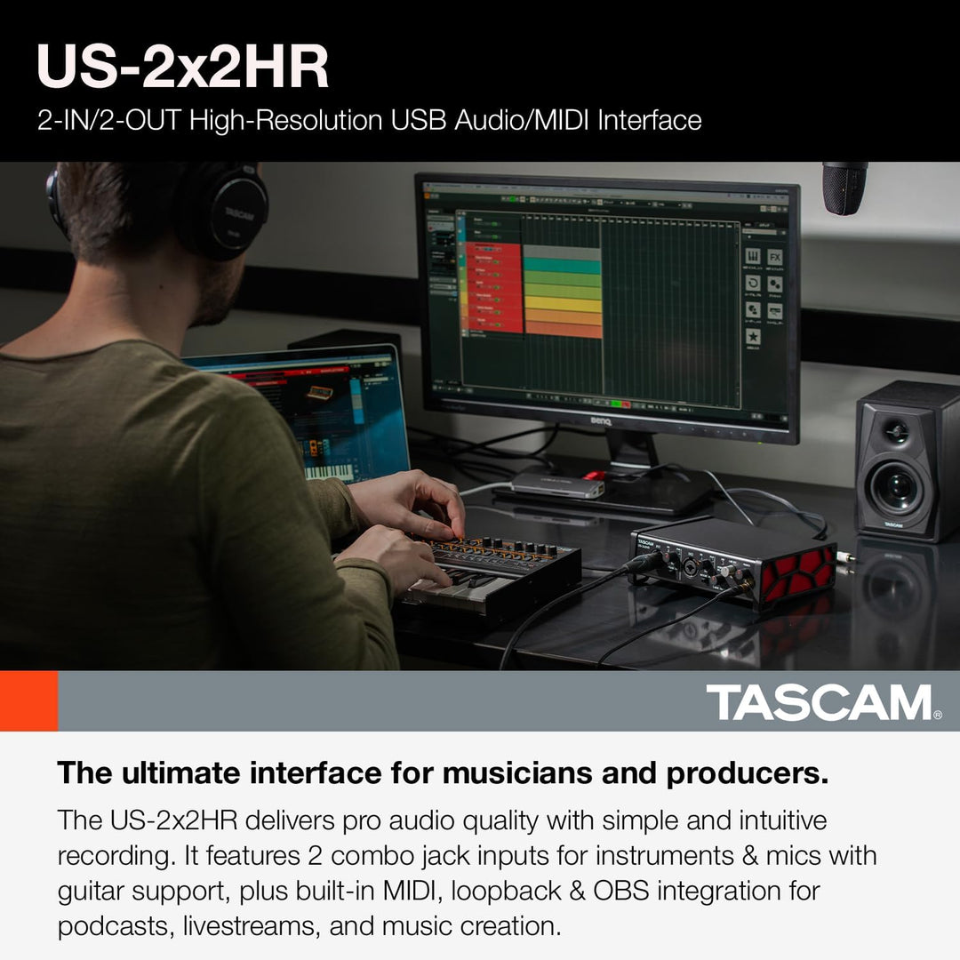 Tascam US-2X2HR USB-Audio-/MIDI-Interface (2 Eingänge, 2 Ausgänge) US-2x2HR US-2x2HR Single, US-2x2H