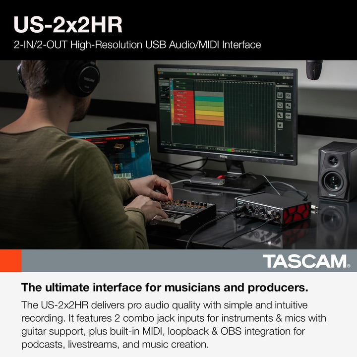 Tascam US-2X2HR USB-Audio-/MIDI-Interface (2 Eingänge, 2 Ausgänge) US-2x2HR US-2x2HR Single, US-2x2H