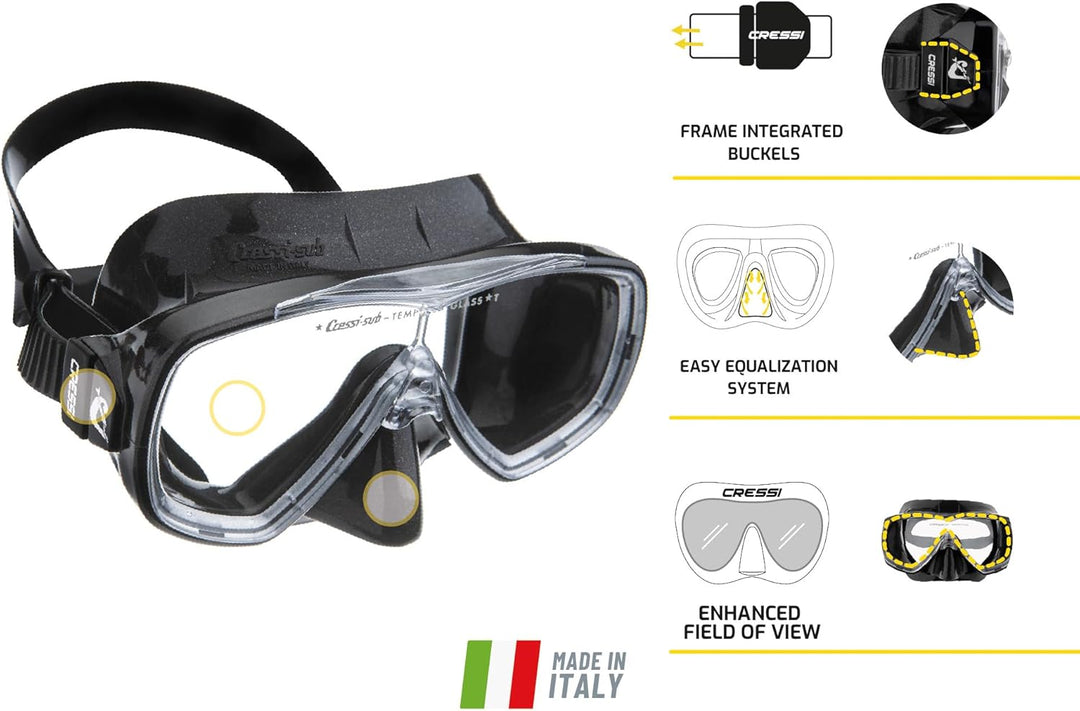 CRESSI Onda - Einzelmaske Onda oder Kombiset Maske Onda + Schnorchel Mexico zum Tauchen und Schnorch