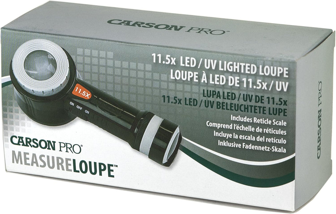 Carson CP-45 MeasureLoupe 11,5x Messlupe mit LED, UV-Licht und Messskala Single, Single