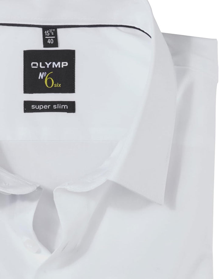 OLYMP Herren Businesshemd Langarm Level Five,Einfarbig,Body fit,Royal Kent 44 Weiss 00, 44 Weiss 00