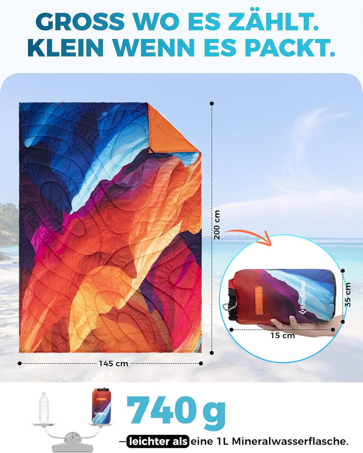 KingCamp Reisedecke Ultraleicht, Outdoor-Campingdecke Warme Wasserabweisend, Kompaktes kleines Packm