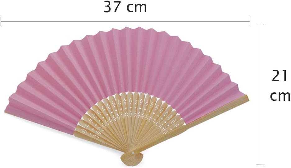 Handfächer aus weissem Papier und Bambus für Hochzeiten (Rosa, 50 Handfächer) Rosa 50 Handfächer, Ro